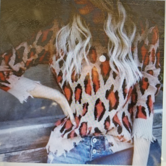 Sweaters - Womens animal print boutique sweater